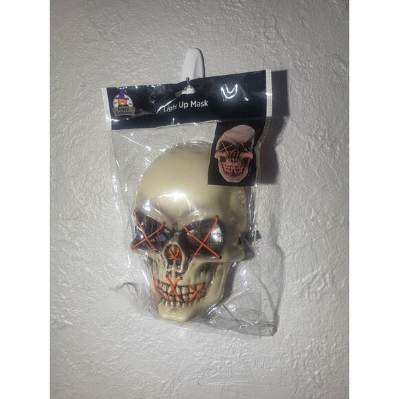 Happy Halloween orange light up Cosplay Horror mask costume Accessory - Picture 1 of 4